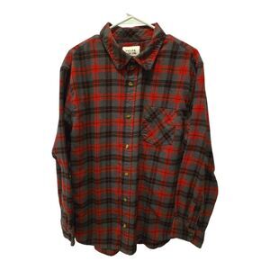 FIELD & STREAM Flannel Shirt Mens XL Red Plaid Cotton Blend Pocket Long Sleeve